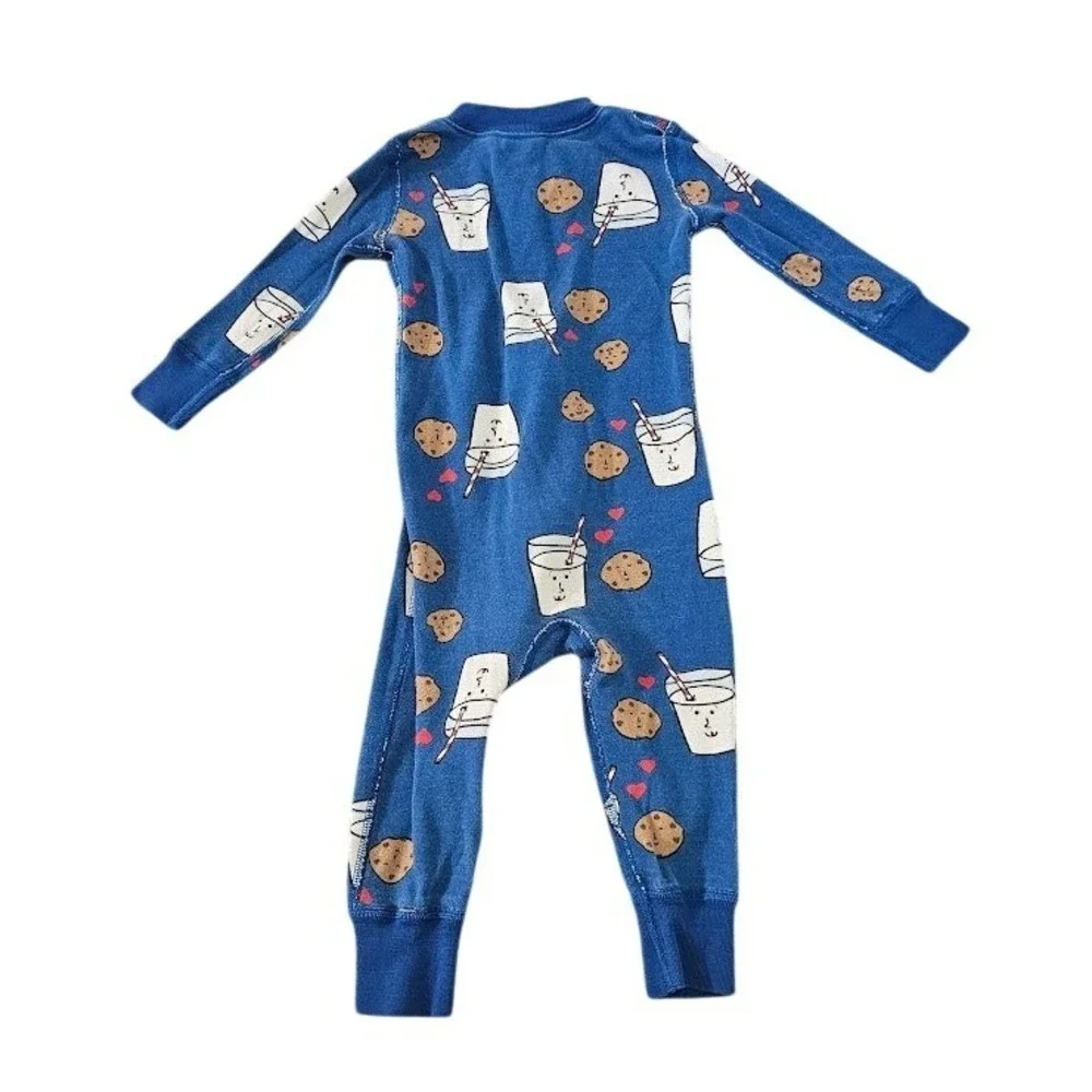 Hanna Andersson Milk and Cookies Organic Cotton Pajamas Blue 12-18 Months